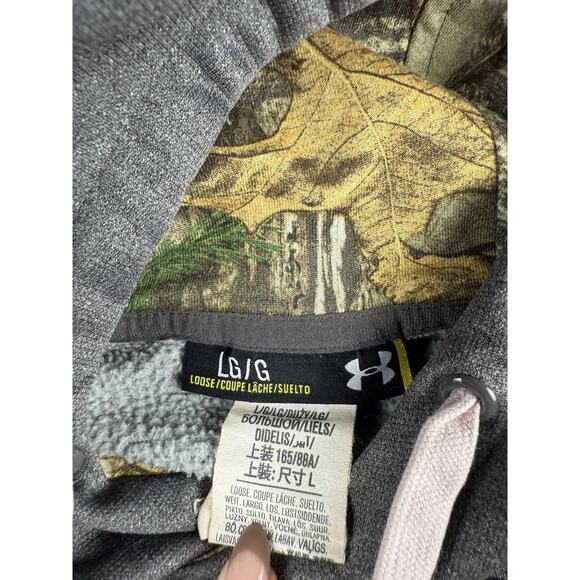 Under Armour Realtree Storm Hoodie Womens Size Large Gray/Pink Camo Hunting - Picture 4 of 6